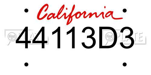 44113D3 California License Plate