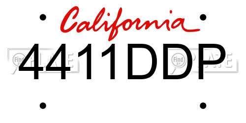4411DDP California License Plate