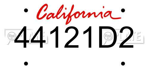 44121D2 California License Plate
