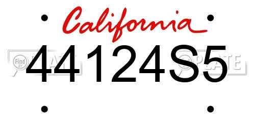 44124S5 California License Plate