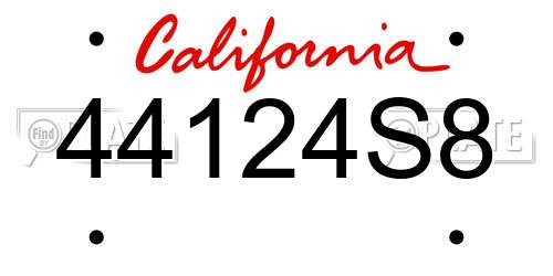 44124S8 California License Plate