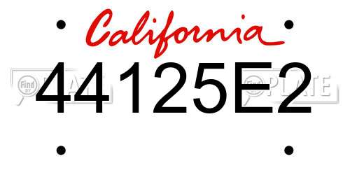 44125E2 California License Plate