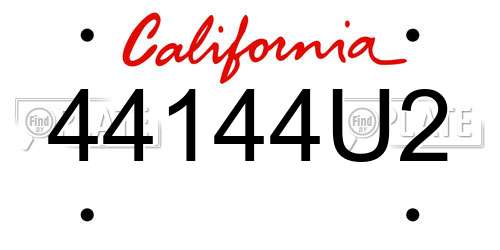 44144U2 California License Plate