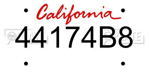 44174B8 California License Plate