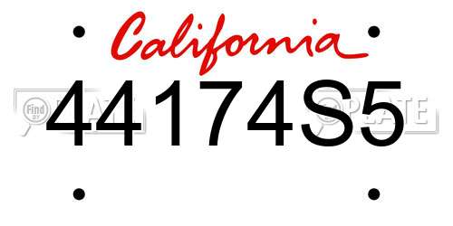 44174S5 California License Plate