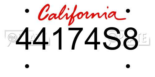 44174S8 California License Plate
