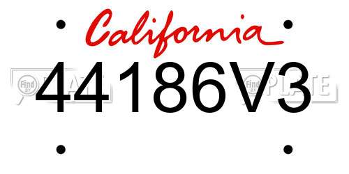 44186V3 California License Plate