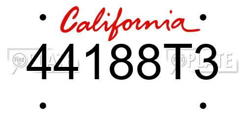 44188T3 California License Plate