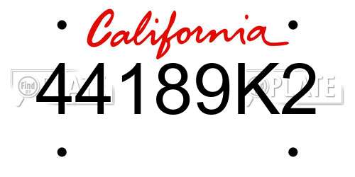 44189K2 California License Plate