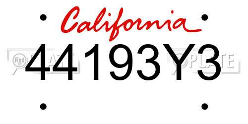 44193Y3 California License Plate