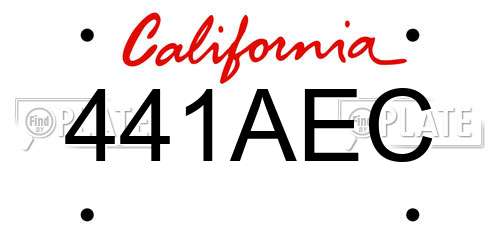 441AEC California License Plate