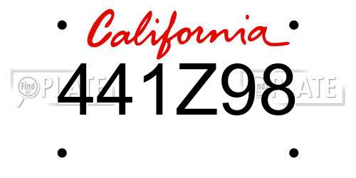 441Z98 California License Plate