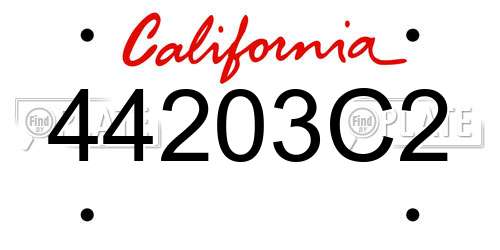 44203C2 California License Plate
