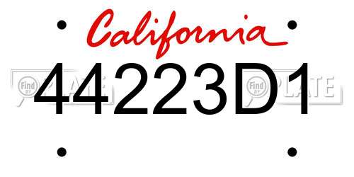 44223D1 California License Plate
