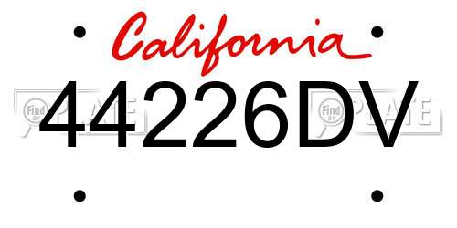 44226DV California License Plate