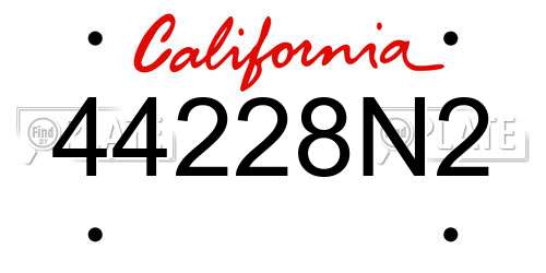 44228N2 California License Plate