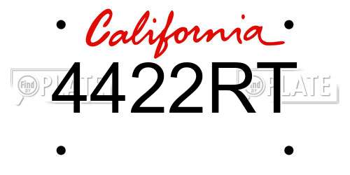 4422RT California License Plate