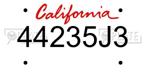 44235J3 California License Plate
