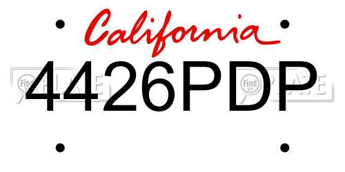 4426PDP California License Plate