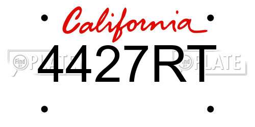 4427RT California License Plate