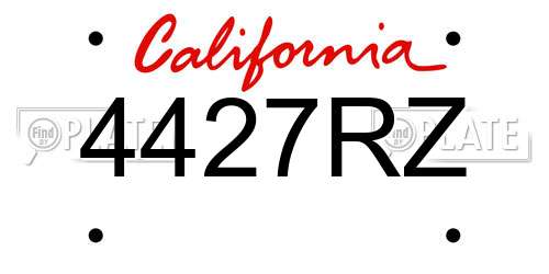 4427RZ California License Plate