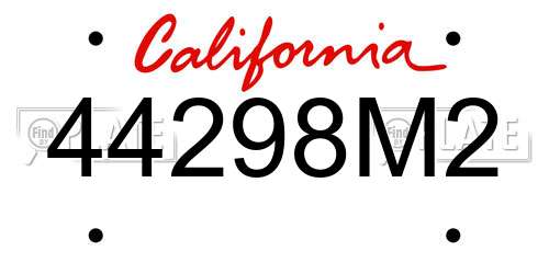 44298M2 California License Plate
