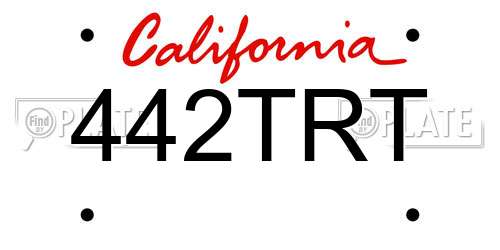 442TRT California License Plate