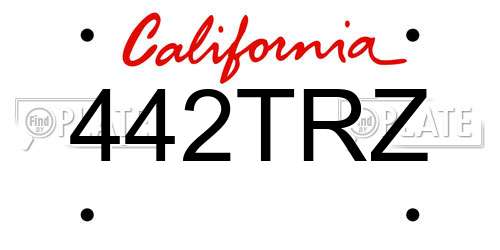 442TRZ California License Plate