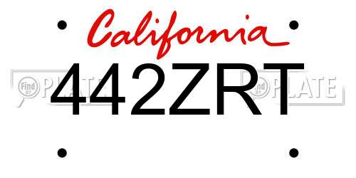 442ZRT California License Plate
