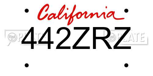 442ZRZ California License Plate