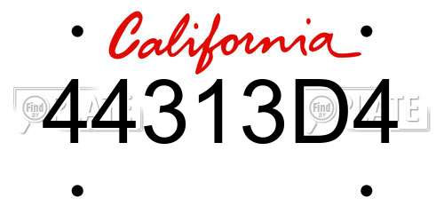 44313D4 California License Plate