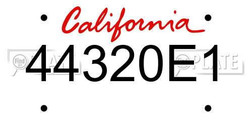 44320E1 California License Plate