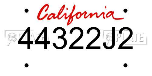 44322J2 California License Plate