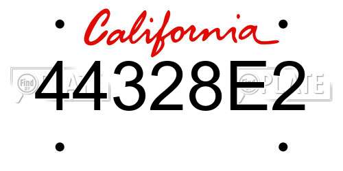 44328E2 California License Plate