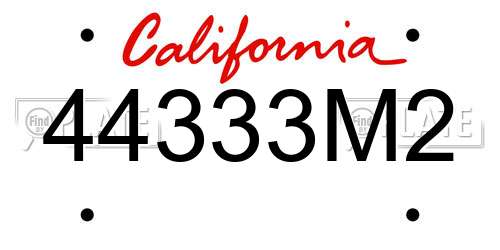 44333M2 California License Plate