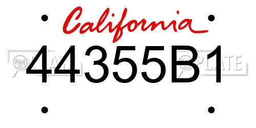 44355B1 California License Plate