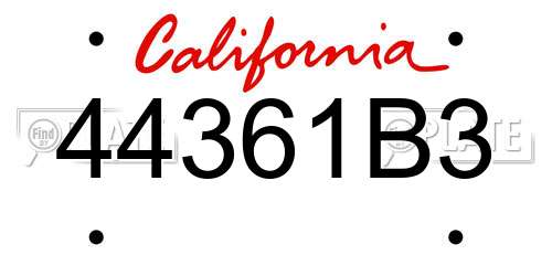 44361B3 California License Plate