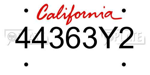 44363Y2 California License Plate