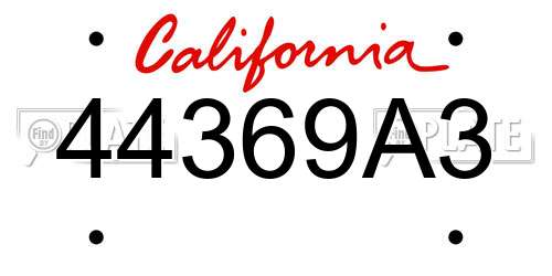 44369A3 California License Plate