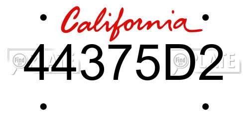 44375D2 California License Plate