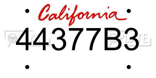 44377B3 California License Plate