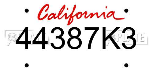 44387K3 California License Plate