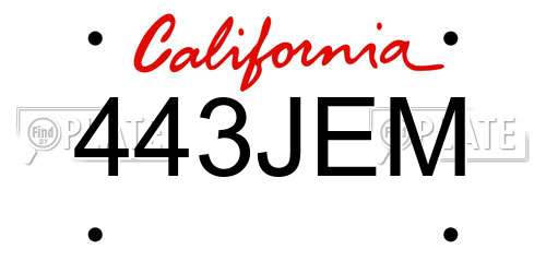 443JEM California License Plate
