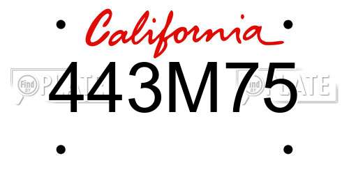 443M75 California License Plate
