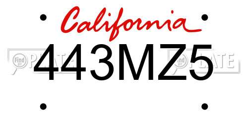 443MZ5 California License Plate