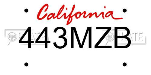 443MZB California License Plate