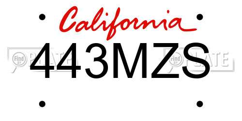 443MZS California License Plate