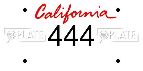 444 California License Plate