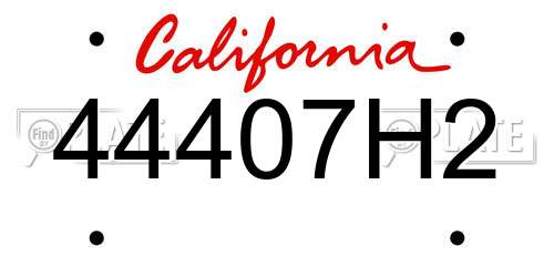 44407H2 California License Plate