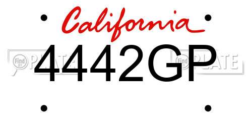 4442GP California License Plate